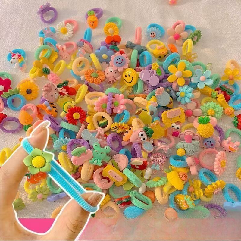 Elastic Hair Ties for Kids Girls Sweet Style Non-Damaging Hair Accessories Hair Bands Towel Rings Hair Ornaments