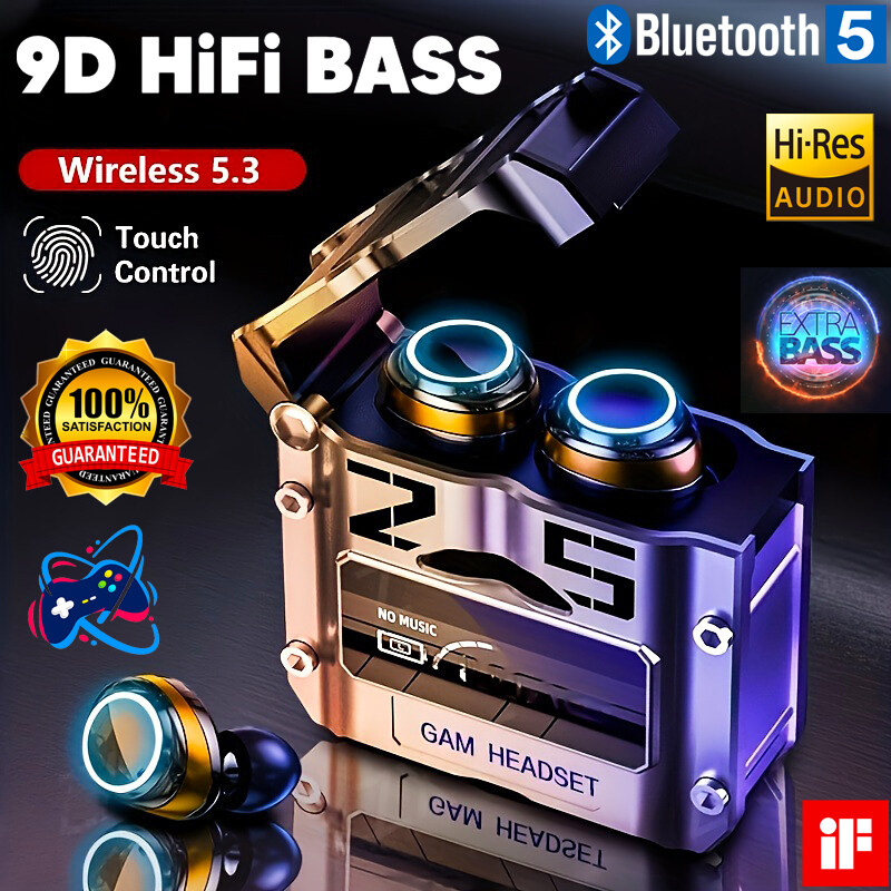 [2025 NEW]TWS M25  In-Ear High-fidelity Stereo Wireless Headphones Bluetooth Earphone 5.3 Gaming Waterproof Wireless Headphone 9D Stereo Sports Earbuds LED Microphone Fon Kepala Bluetooth Tanpa Wayar 