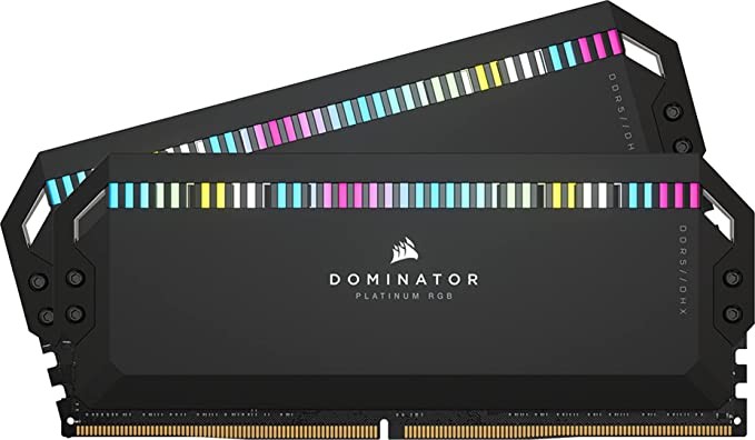 Corsair DOMINATOR PLATINUM RGB DDR5 64GB (2x32GB) 5200MHz C40 Intel Optimized Desktop Memory (Onboard Voltage Regulation, Patented CORSAIR DHX Cooling, 12 Ultra-Bright CAPELLIX RGB LEDs) Black
