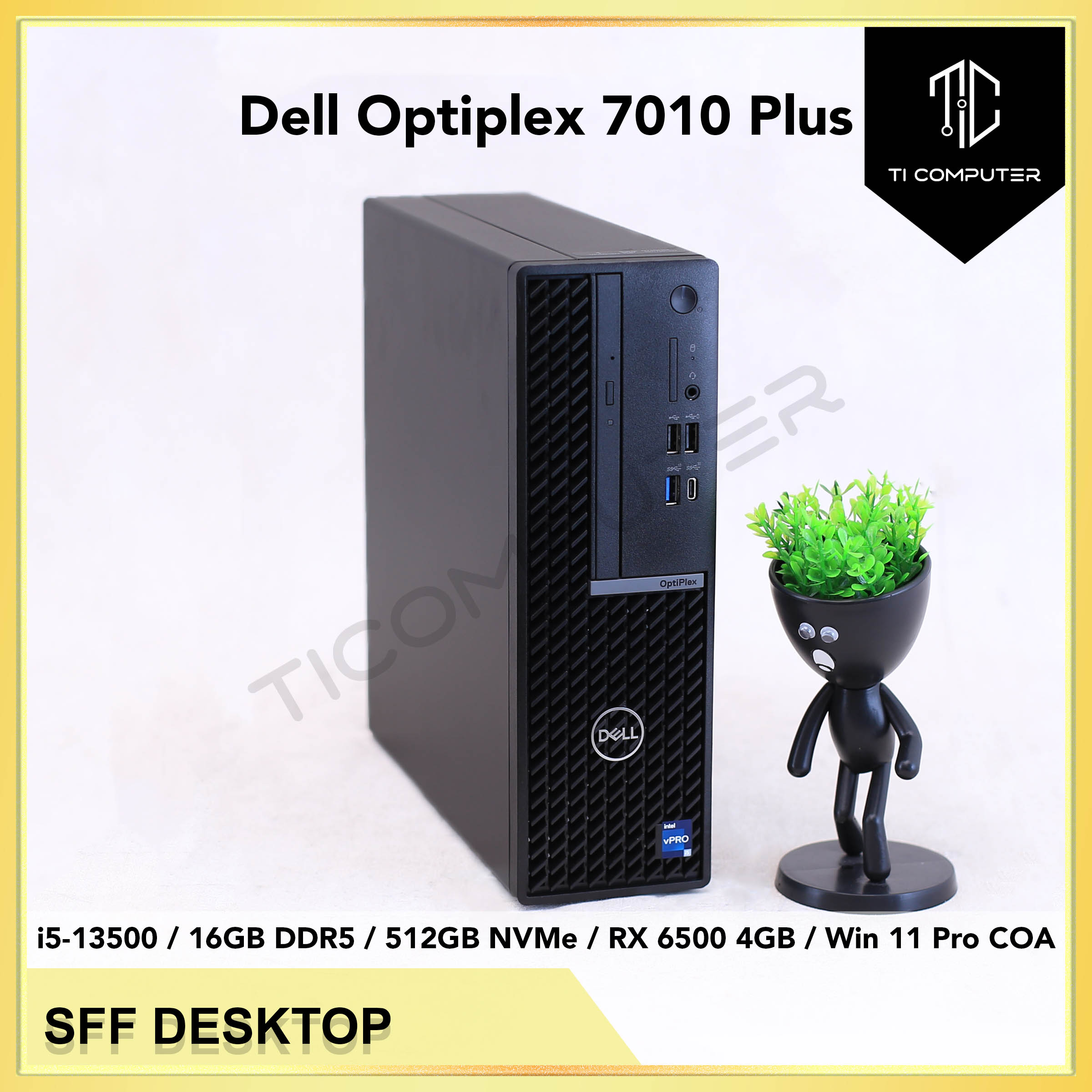 Dell Optiplex 7010 SFF PLUS Intel Core i5-13500 16GB DDR5 RAM 512GB NVMe SSD RX6500 GPU 4GB Win 11 Pro Used Desktop PC