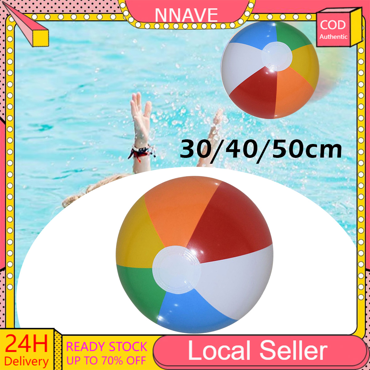 30/40/50CM Beach Ball 6 Color PVC Inflatable Swimming Pool Ball Outdoor Toys for Kids