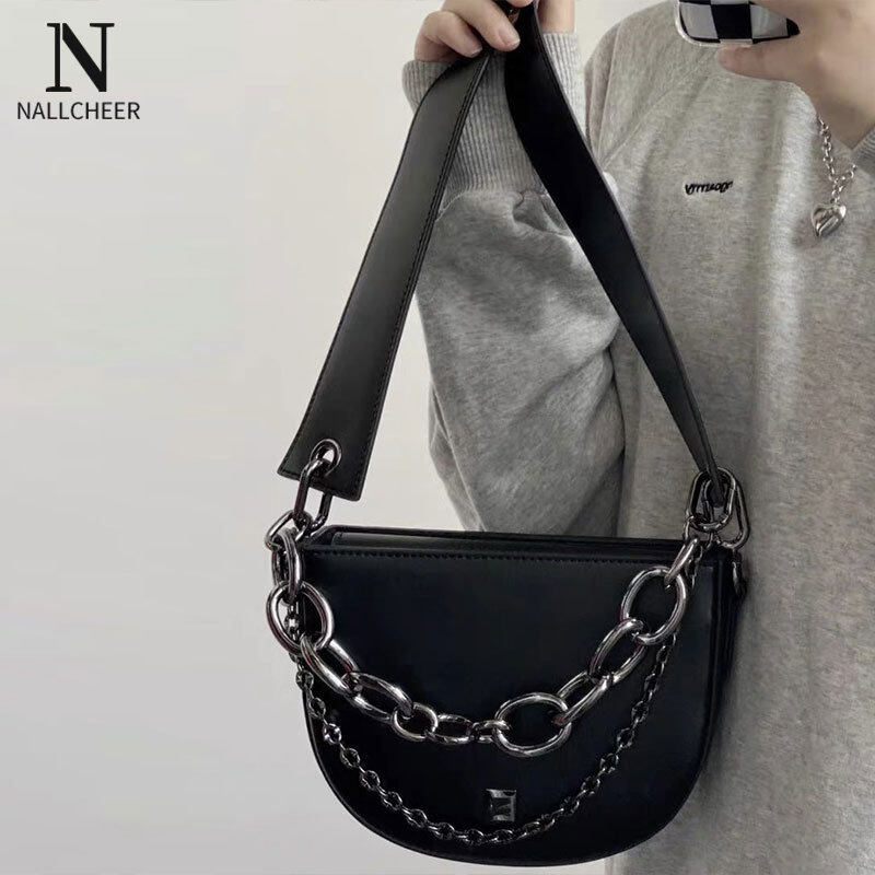 NALLCHEER Bag Women's bag New cross-body bag Versatile chain shoulder bag Korean-style semicircle saddle bag