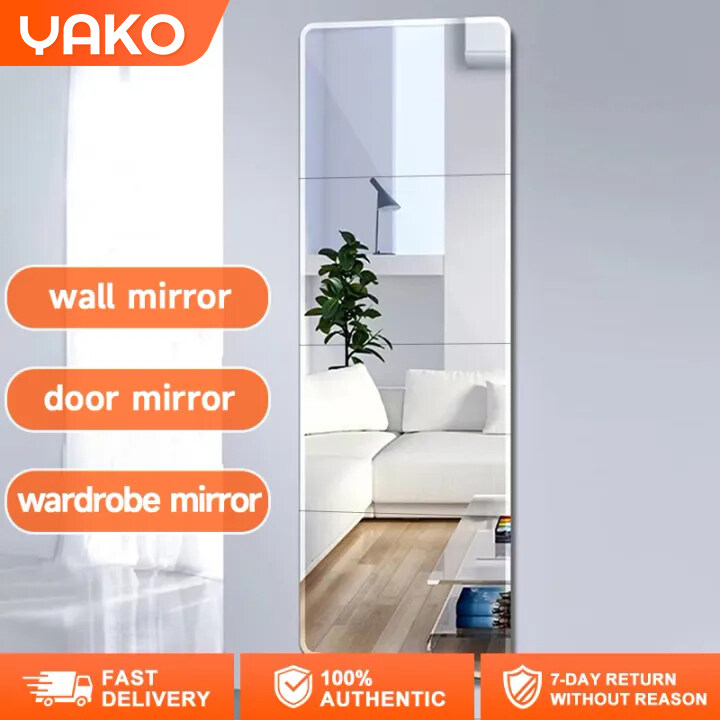 YAKO Mirror Wall Sticker Cermin Panjang Acrylic Mirror Unbreakable Mirror DIY HD Mirror