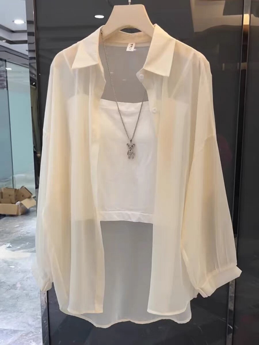 New 2025 Women's Ultra-Slippery Pearl Shiny Ice Sensation Sun Protection Shirt Loose Cardigan Outerwear Summer Fashion