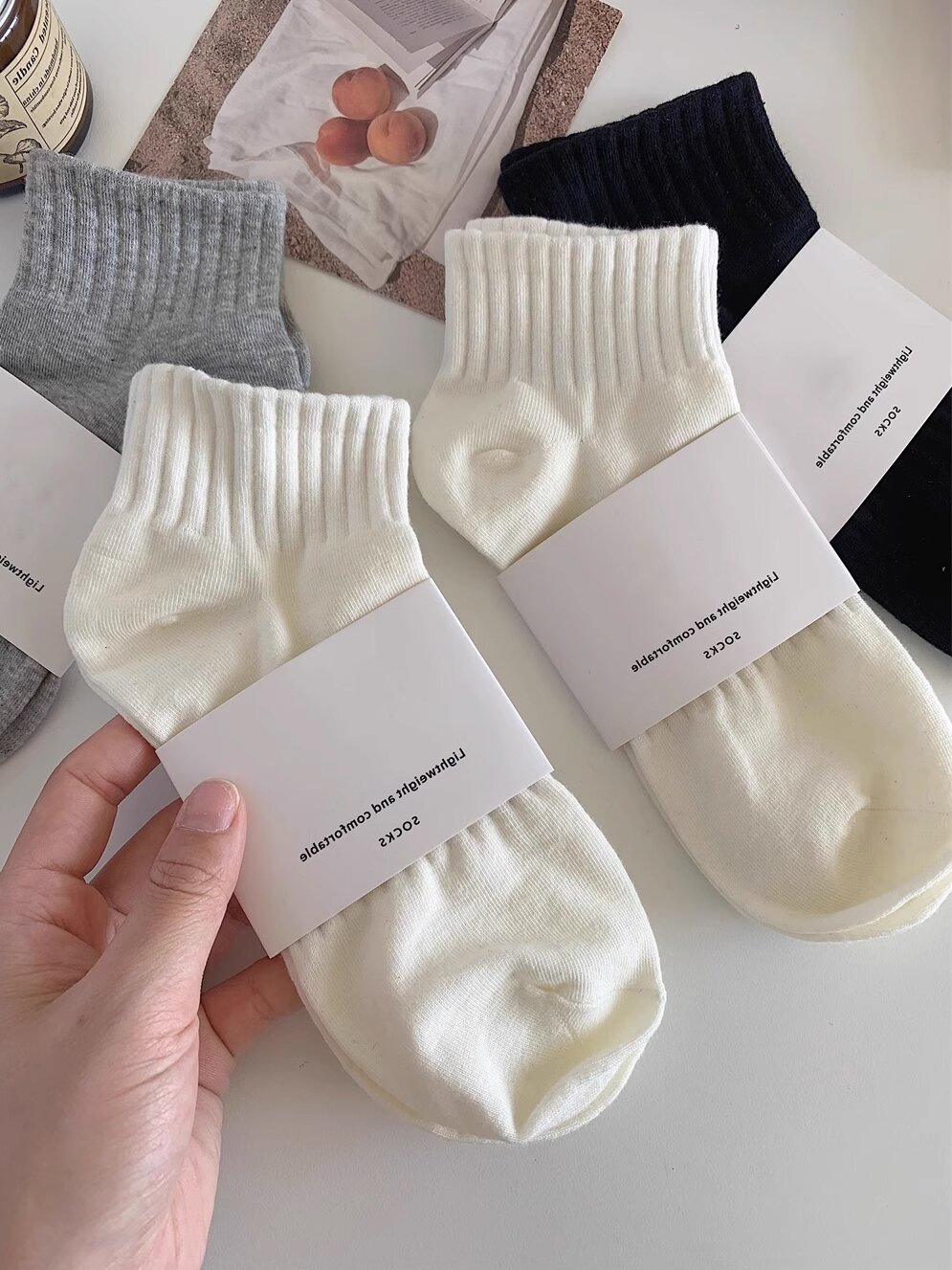 Cotton Polyester Short Socks Unisex Spring Autumn Style Solid Color Sport Socks Women's Men's Trendy Black White Gray Socks
