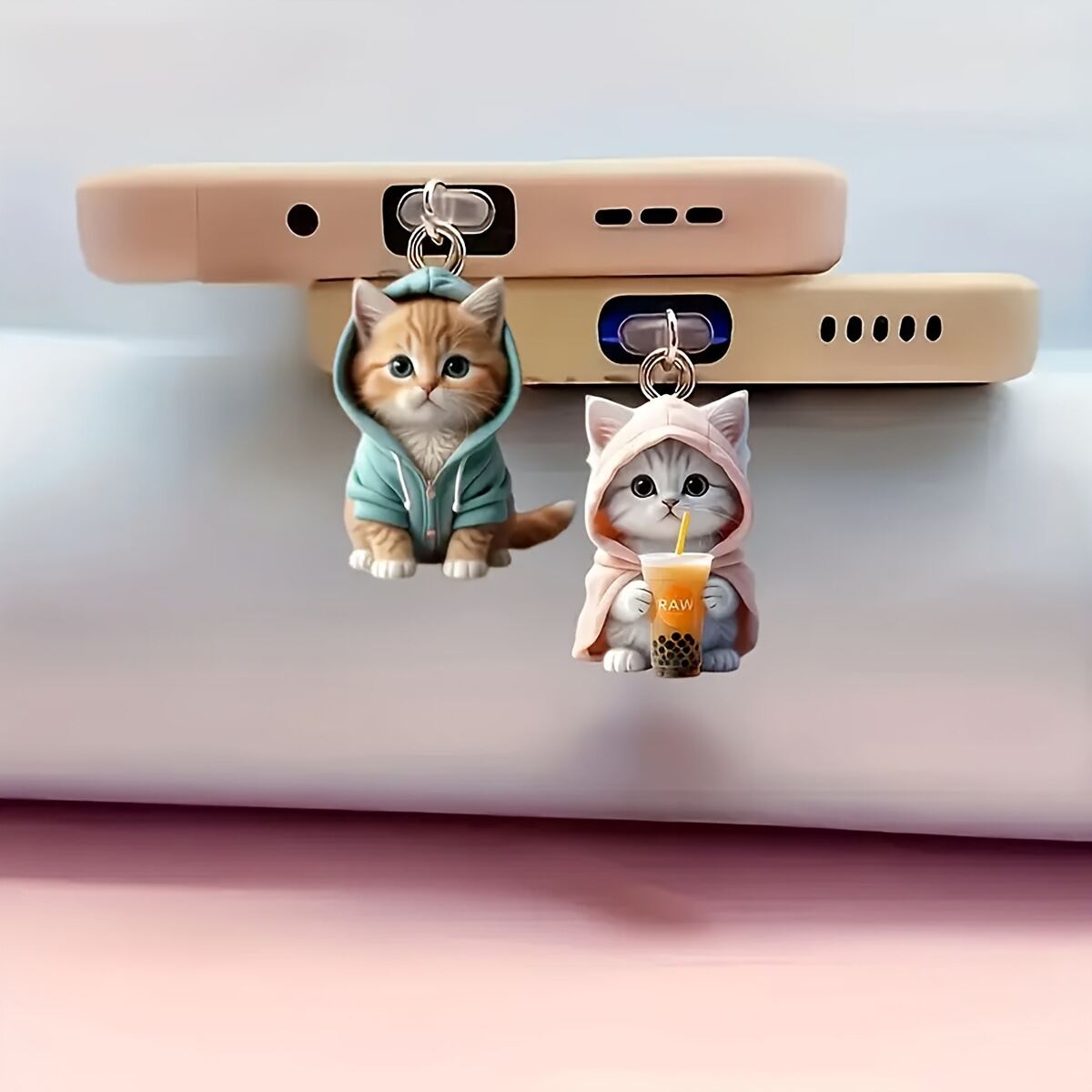 Cute Cat Decorative Accessories Hanging Accessories Universal Dust Plug Phone Dust Plug for iPhone for Samsung Type-C Interface