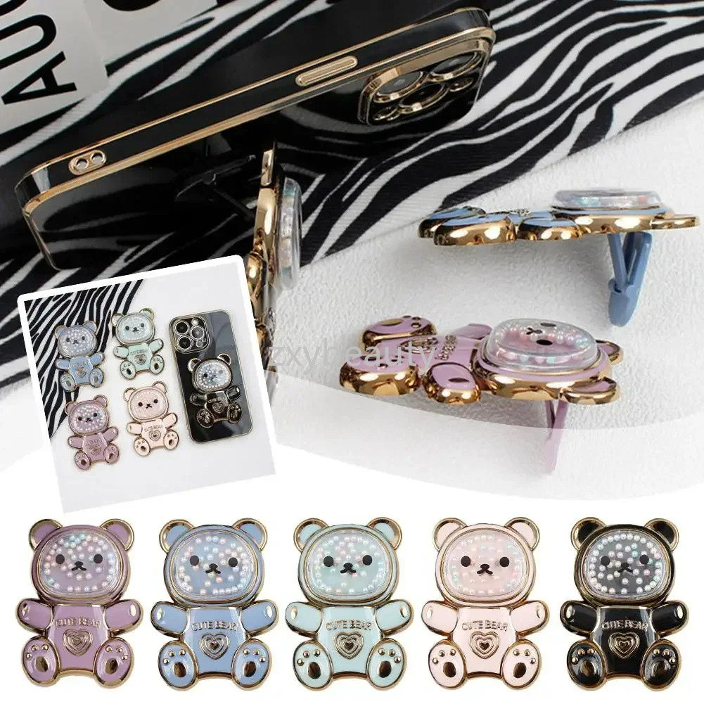 Plating Bear Phone Holder Stand Cute 3D Phone Bracket Cartoon Mobile Phone Accessories Holder