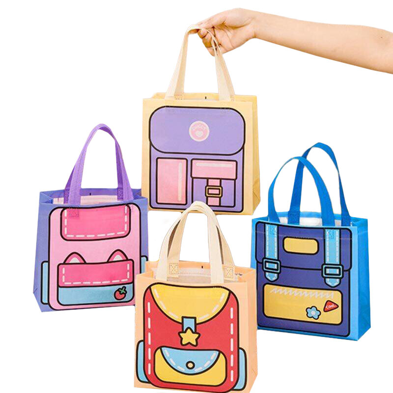 4pcs- Colorful Goodies Bag Gift Bag Birthday Party Gift Bag For Kids Non-woven Storage Tote Bag Beg Parti Hari Jadi Hadiah Kanak Kanak