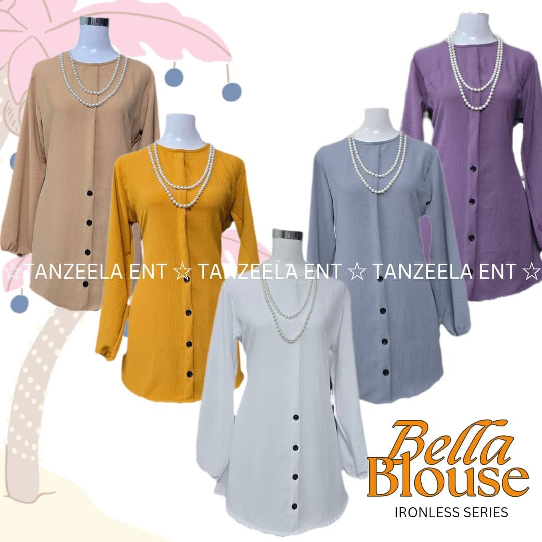NEW BELLA BLOUSE - MUSLIMAH FASHION WOMEN WEAR IRONLESS DRESS PLUS SIZE FORMAL/CASUAL BLOUSE