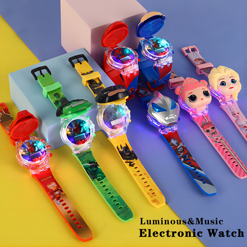 Cartoon Children's Electronic Watch Colorful Light Music Watch Student Flip Toy Watch YL023