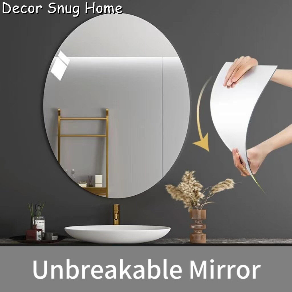 [On Sale]HD Mirror Wall Sticker Acrylic Stitching Mirror Self Adhesive Oval Mirror Bathroom Decoration