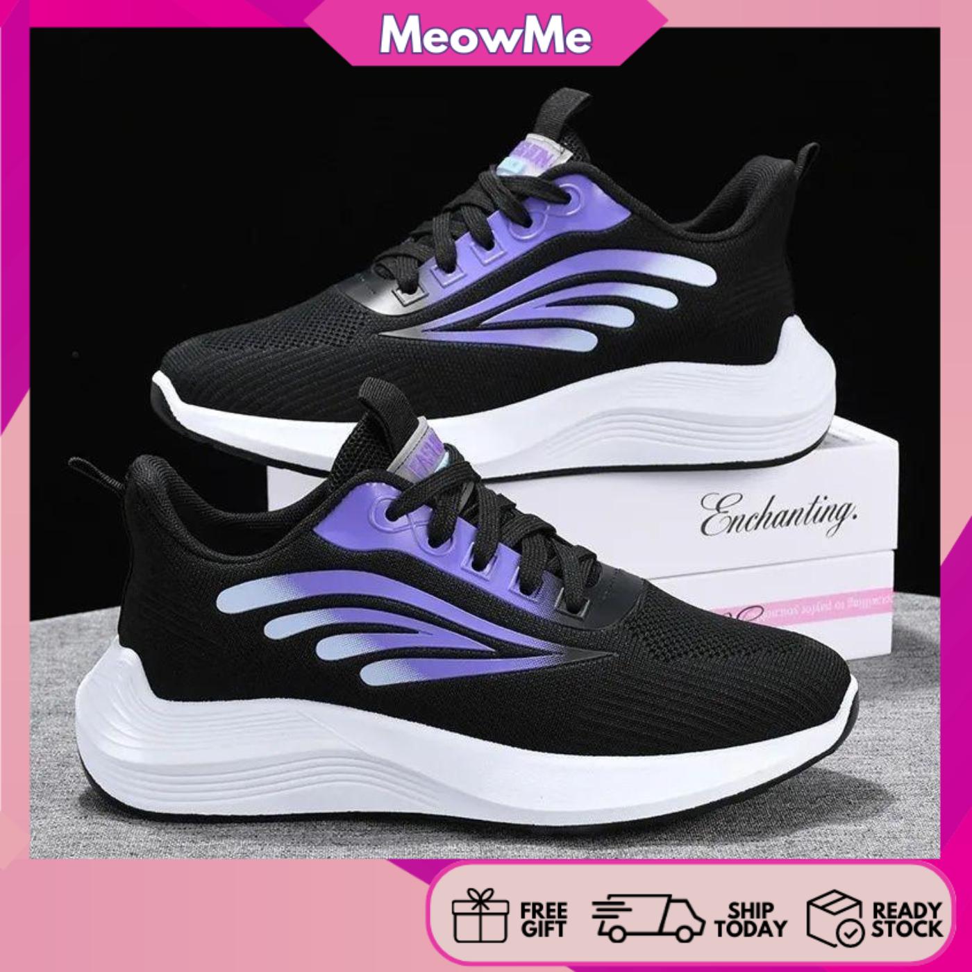 READY STOCK Meowme Korean Casual Women's Shoes - Stylish Flyknit Mesh Sneakers for Summer Activities KP437
