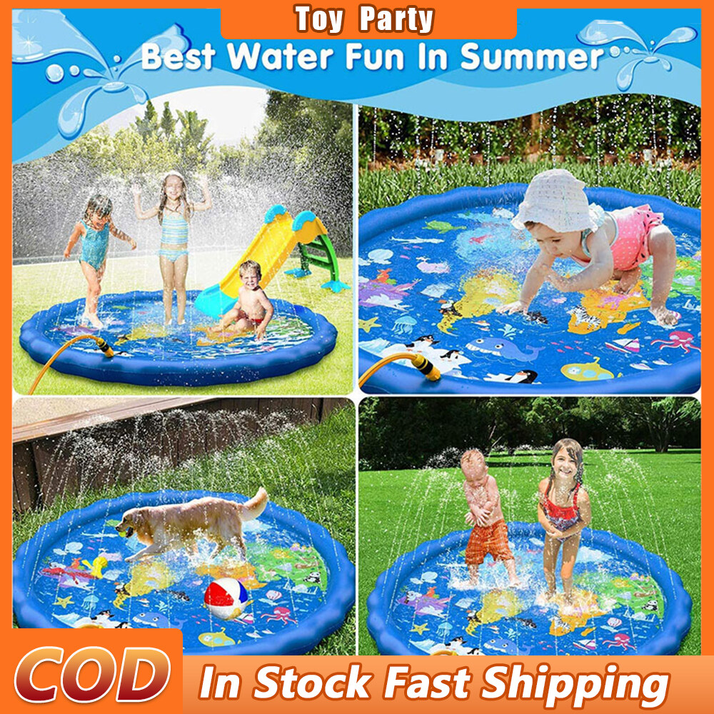 Baby & Kids Swimming Pool Water Splash Spray Mat Sprinkle Fountain Pad Sprinkler untuk Kolam Swimming Luar Dalam