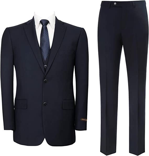 P&L Men's 3-Piece Classic Fit Vest Suit Jacket & Expandable Waist Dress Pants