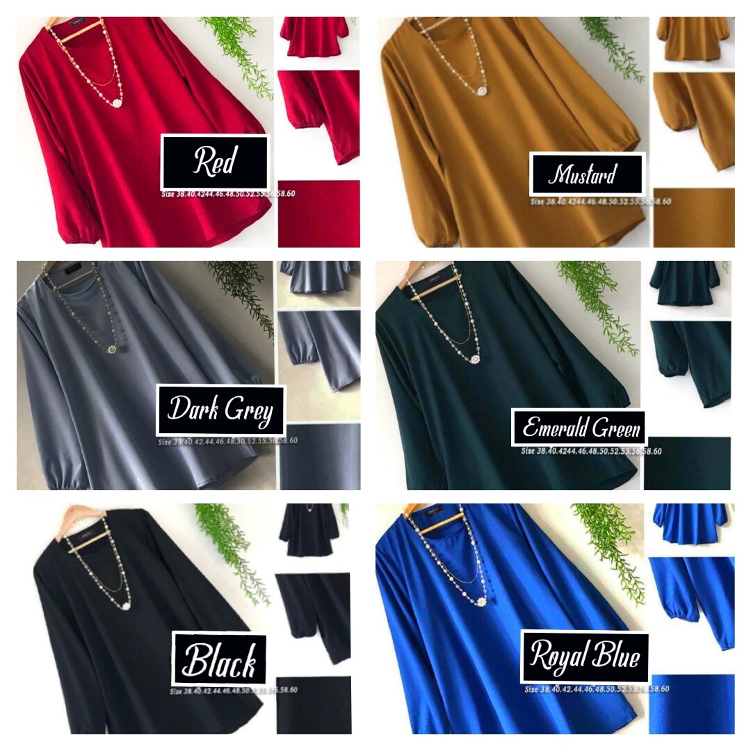 Ready Stock. Super Plus Size Muslimah Blouse. S to 10XL