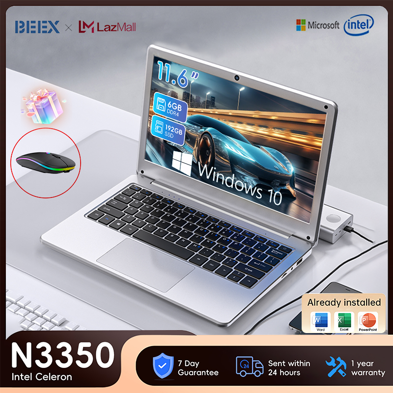 BEEX 11.6 Inch Notebook Laptop Intel Celeron N3350 6GB RAM 192GB SSD 1080P IPS Screen Computer laptop 5G WiFi Windows 10 Online Learning and Working 