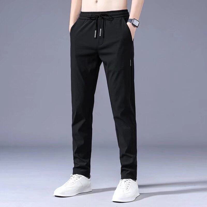 SMC Ready Stock Men's Breathable Stretch Fit Sports Trousers in Black/Grey - Quick-Dry, Comfortable Gym Pants
