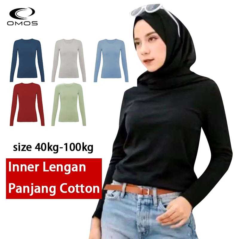 Omos Baju Lengan Panjang High Quality Cotton Women Inner Baju Muslimah