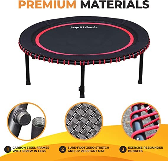 Leaps & ReBounds Rebounder - Fitness Trampoline - Full-Size Protective Mat - Minimal Joint Impact - High-Calorie Burn - Improve Cardio, Balance, and Physical Strength