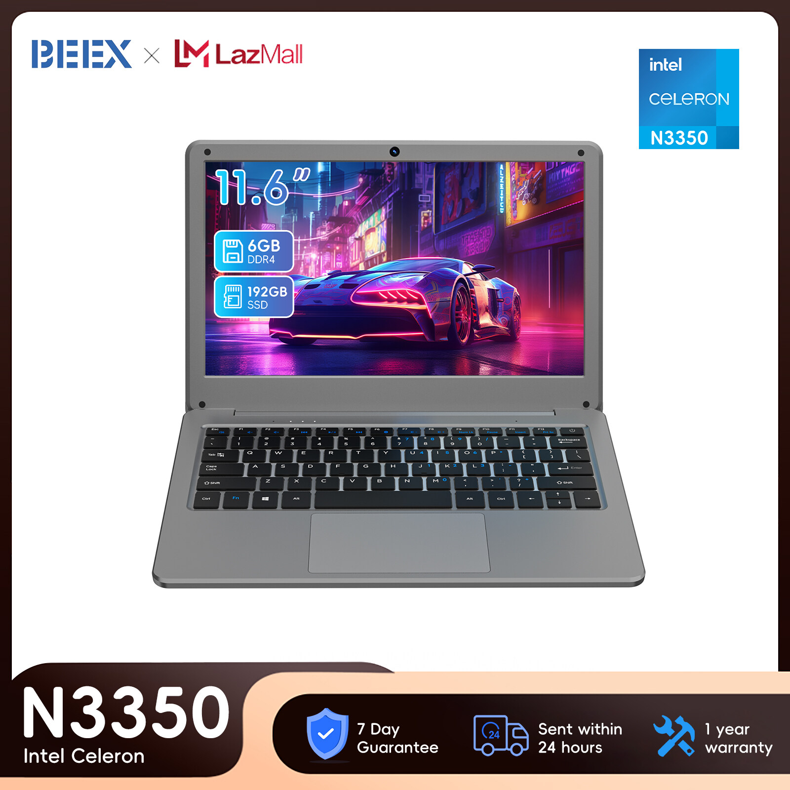BEEX 11.6 Inch  Computer laptop Intel Celeron N3350 6GB RAM 192GB SSD 1080P IPS Screen laptop 5G WiFi Windows 10