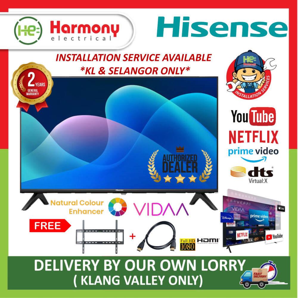 [KL & SELANGOR ONLY] HISENSE 40A4000H 40" Full HD Smart TV + Free HDMI + Bracket (Delivered By Seller )