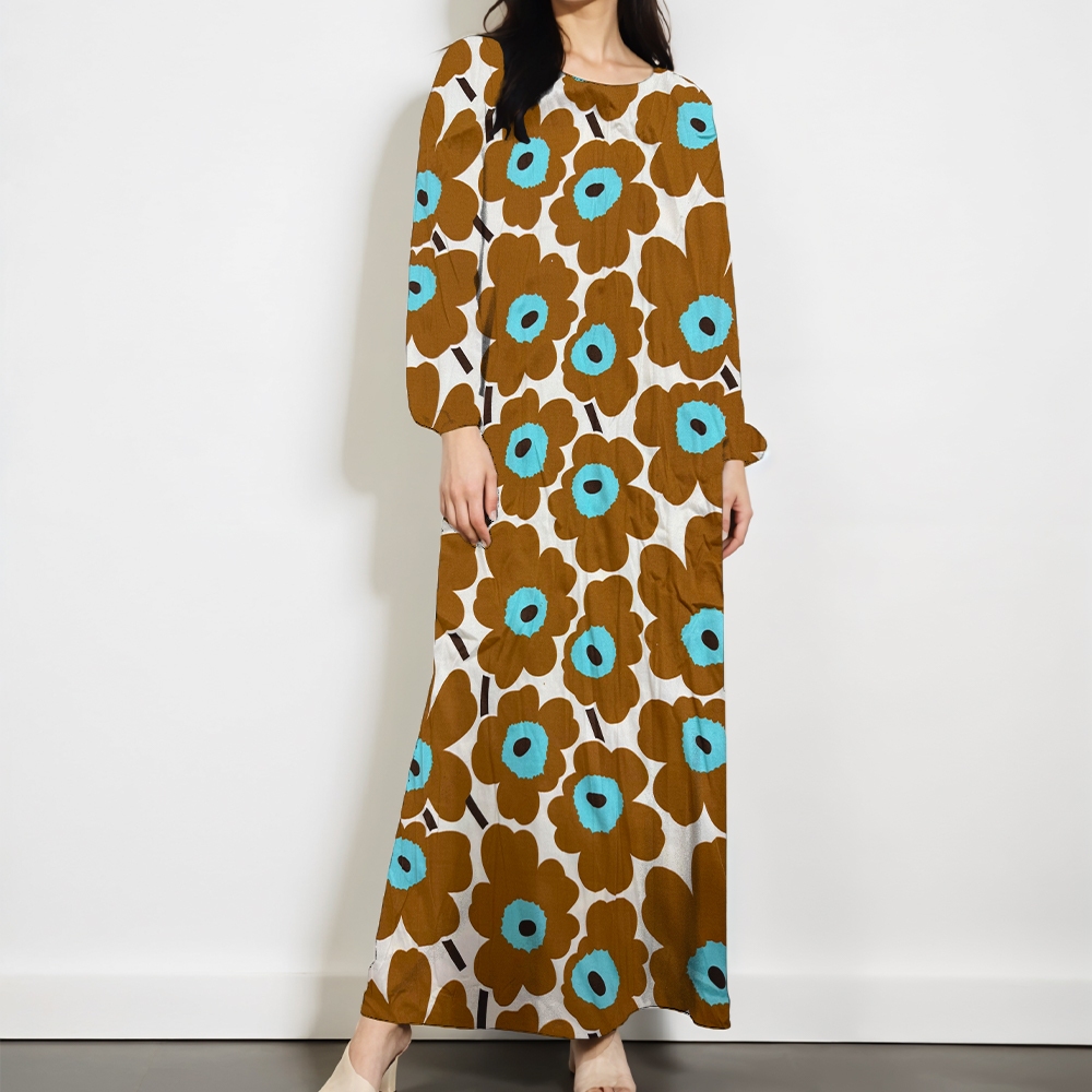 Gaun Kaftan Wanita Lengan Panjang dan Lengan Suku